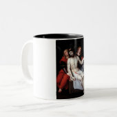 二人の天使に支えられた死んだキリスト（リバルタ） ツートーンマグカップ (正面左)