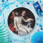 二人の天使に支えられた死んだキリスト（リバルタ） ペーパープレート (パーティー)