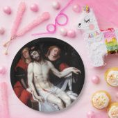 二人の天使に支えられた死んだキリスト（リバルタ） ペーパープレート (パーティー)