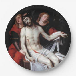 二人の天使に支えられた死んだキリスト（リバルタ） ペーパープレート