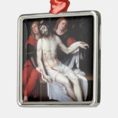 二人の天使に支えられた死んだキリスト(リバルタ) メタルオーナメント (左)