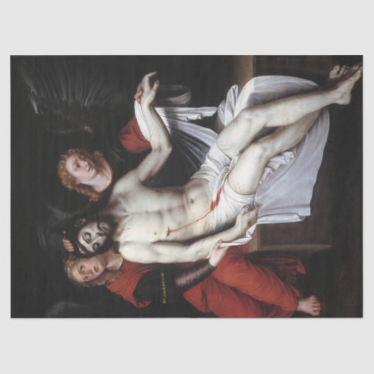 二人の天使に支えられた死んだキリスト（リバルタ） 薄葉紙 (正面)