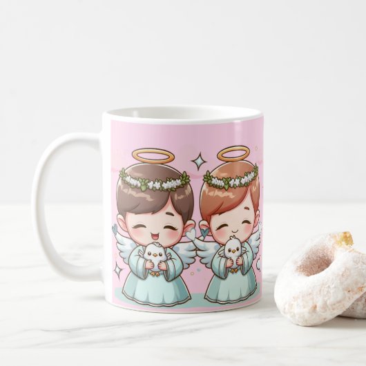 二人の天界の守護者 コーヒーマグカップ (ドーナツ)
