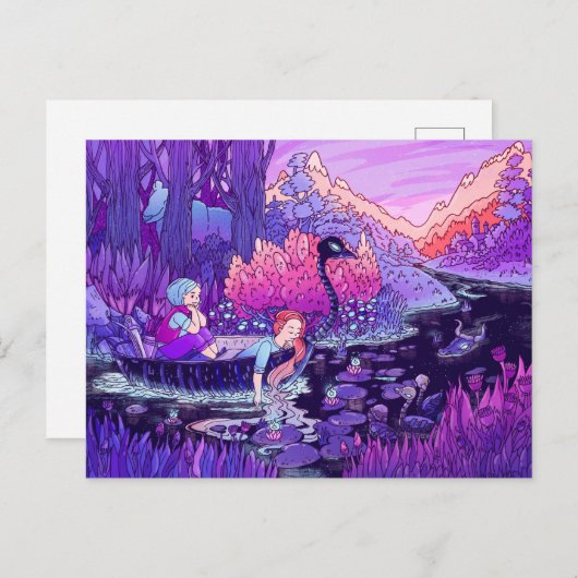 二人の女の子が黒川を帆走している ポストカード (正面/裏面)