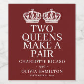 二人の女王がペアゲイレズ結婚ン ワインラベル (シングルラベル)