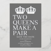 二人の女王がペアゲイレズ結婚ン 箔招待状 (正面)