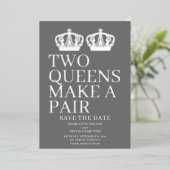 二人の女王がペアゲイレズ結婚ン 箔招待状 (立ち正面)