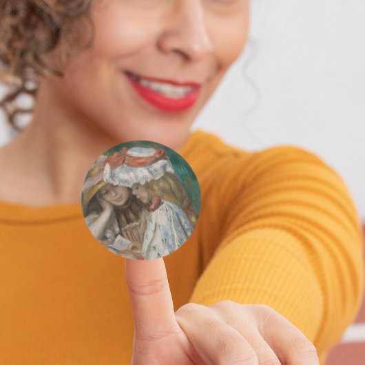 二人の女読の子のオーギュストルノアールアート ラウンドシール