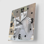 『二人の小さなレマーズ』 スクエア壁時計 (傾斜)