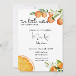 二人の小さな可愛い子がベビーシャワーのためにやって来る 招待状