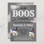 二人の小さなBOOSがもうすぐ生まれる！ゴーストベイビーシャワー 招待状 (正面/裏面)