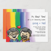 二人の幸せなゲイのシャワーへの招待 招待状 (正面/裏面)