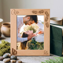 二人の思い出の写真を残す「Us Est 結婚〇〇年」 レーザー彫刻フレーム