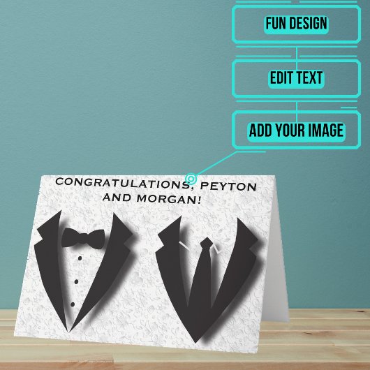 二人の新郎にとって抽象的な結婚式の日のおめでとう カード