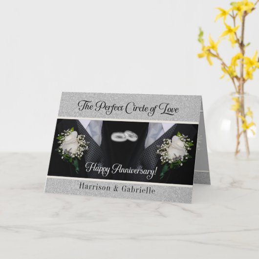 二人の新郎の結婚記念日おめでとう カード (黄色い花)