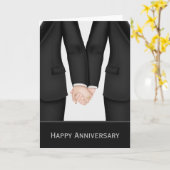 二人の新郎スーツの結婚記念日 カード (黄色い花)