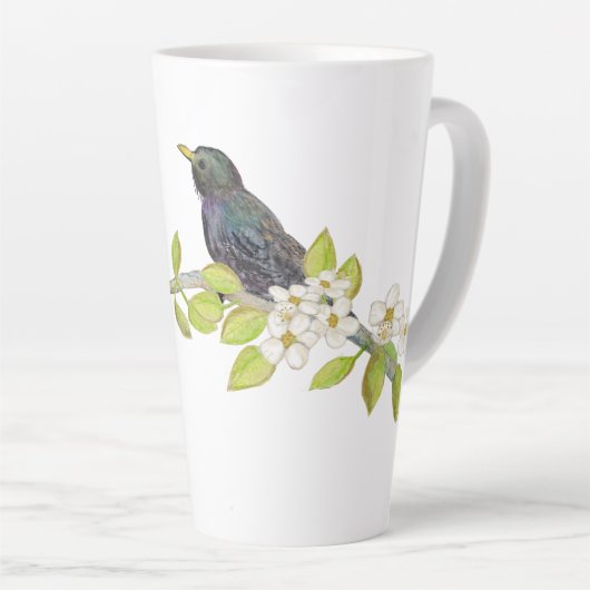 二人の星が咲く枝の上に春 カフェラテマグ (右アングル)