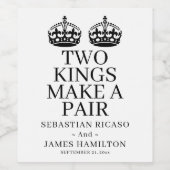 二人の王がペアを作る ゲイの結婚式 ワインラベル (シングルラベル)