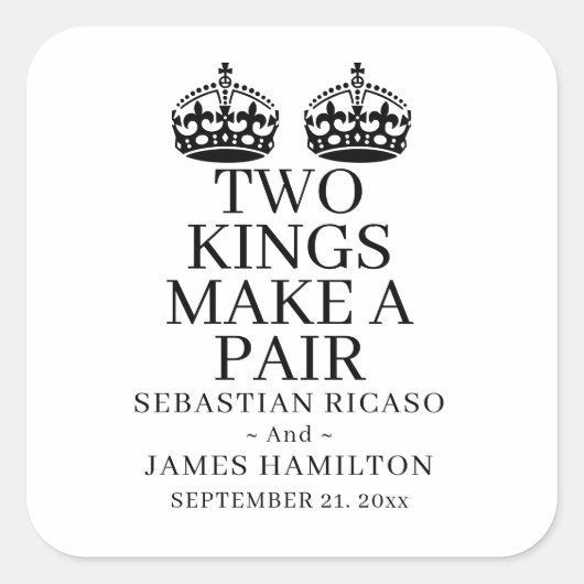 二人の王がペアゲイ結婚 スクエアシール (正面)