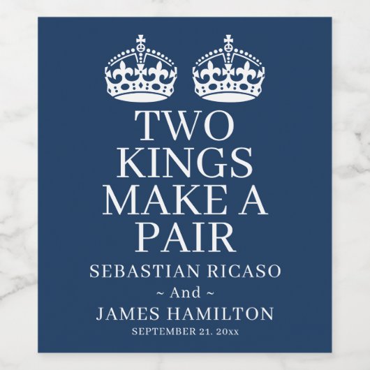 二人の王がペアゲイ結婚 ワインラベル (シングルラベル)