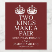 二人の王がペアゲイ結婚 ワインラベル (シングルラベル)