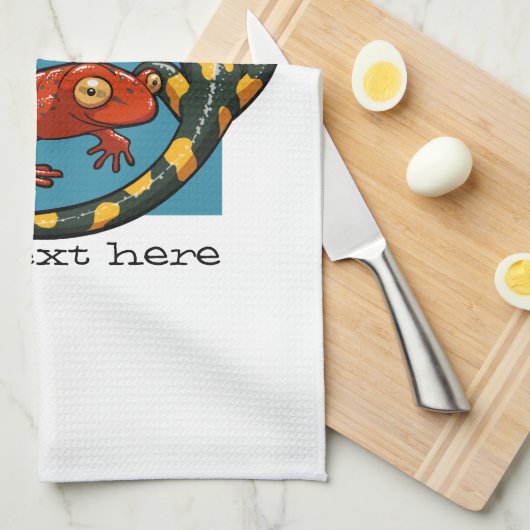 二人の絡み合った笑顔の友だち漫画のサラマンダー キッチンタオル (四つ折り)