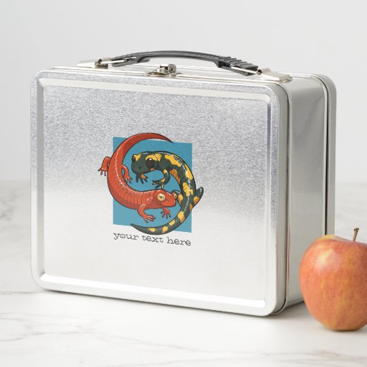 二人の絡み合った笑顔の友だち漫画のサラマンダー メタルランチボックス (インサイチュ)
