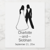 二人の花嫁が日付を結婚守る ワインラベル (シングルラベル)