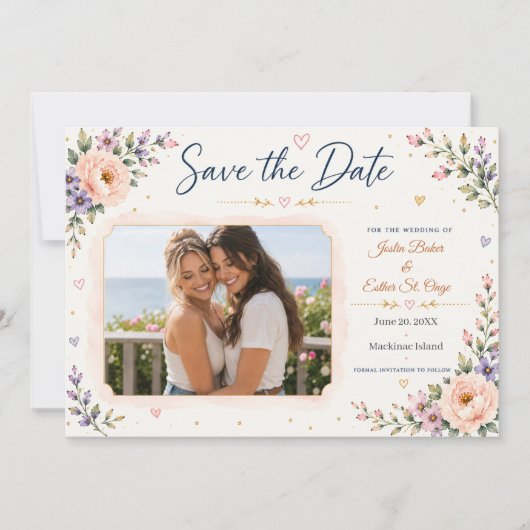 二人の花嫁は一人より素敵 Photo Save the Date セーブザデート (正面)
