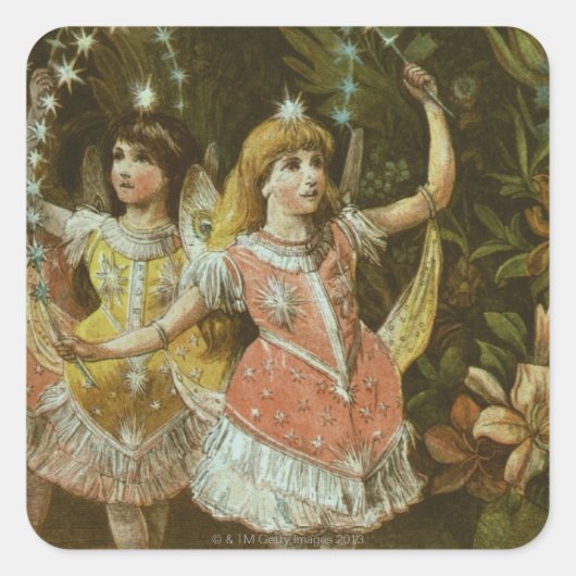 二人の若い女の子がバレエを演じる スクエアシール (正面)