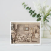 二人の若い男性と自画像(ペン&ブラウンインク) ポストカード (スタンド正面)