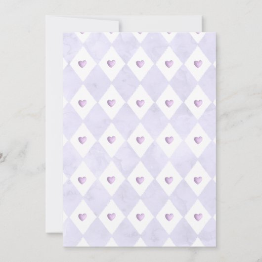 二人の薄紫と金ゴールドのフローラ誕生会用のお茶 招待状 (裏面)