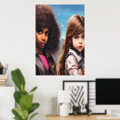 二人の親友 | AI Art ポスター (ホームオフィス)