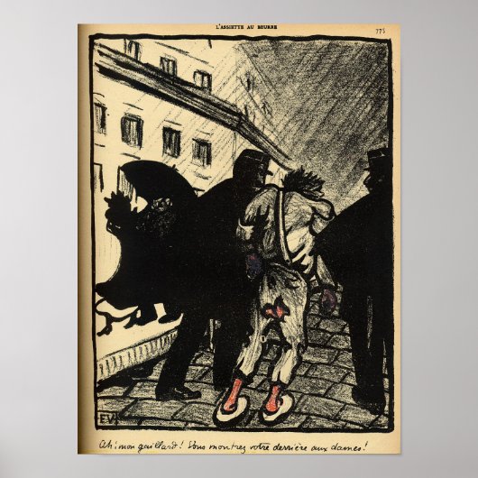 二人の警官はボロ遠くにを着た浮浪者を連れて行く ポスター (正面)