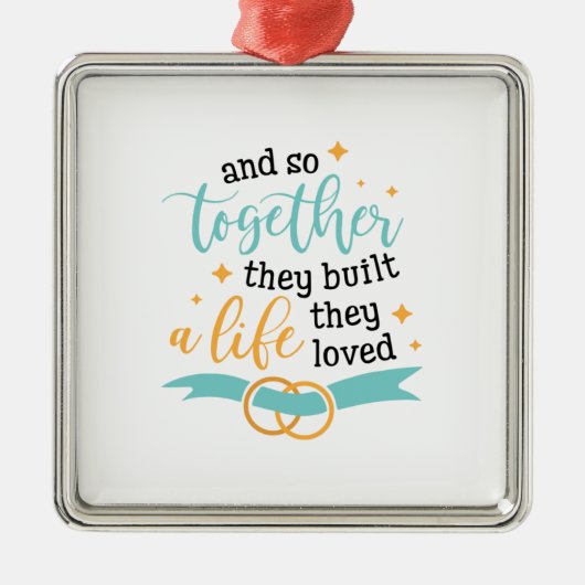 二人の贈り物が一緒に人生を築いた メタルオーナメント (正面)