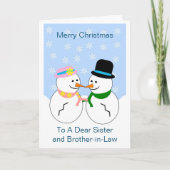 二人の雪だるま姉妹と義理の兄弟のクリスマス シーズンカード (正面)