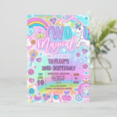 二人の魔法のフェアリーテイルプリンセスの2歳の誕生日パーティー 招待状 (スタンド正面)