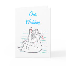 二人の黒い白鳥が結婚式の招待状を描く