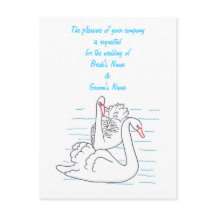 二人の黒い白鳥が結婚式を引く招待状