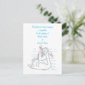 二人の黒い白鳥が結婚式を引く招待状 インビテーションポストカード (スタンド正面)