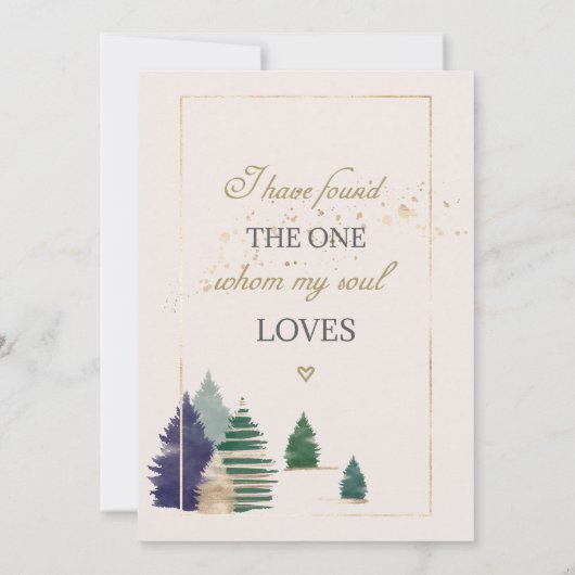 二人はクリスチャン結婚の森の木になる 招待状 (裏面)