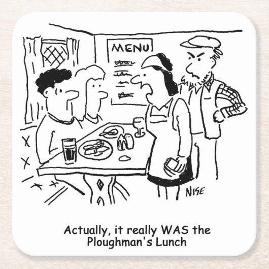 二人はローマンの食べ昼食を食べたと言われる スクエアペーパーコースター (正面)