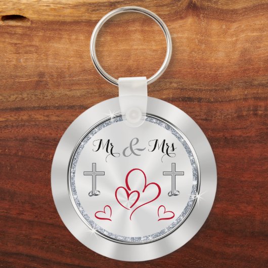 二人は一つのキリスト教の結婚式の引き出物となる キーホルダー (裏面)