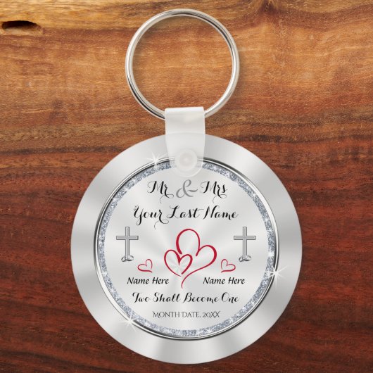 二人は一つのキリスト教の結婚式の引き出物となる キーホルダー (正面)