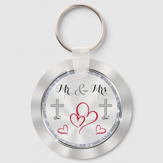 二人は一つのキリスト教の結婚式の引き出物となる キーホルダー (裏面)