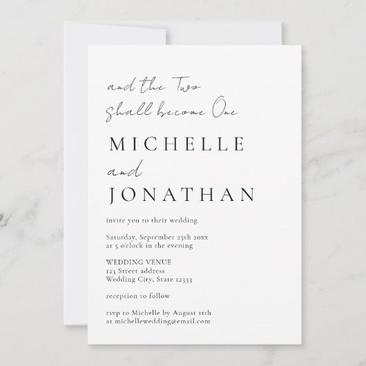 二人は一つのバイブルモダンクリスチャン結婚になる 招待状 (正面)