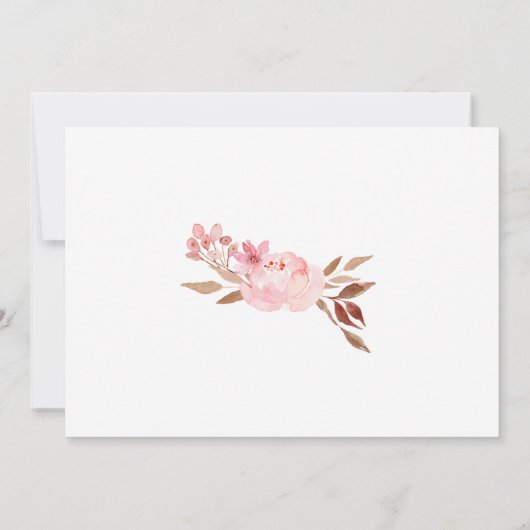 二人は一つのピンクのフローラ結婚の 招待状 (裏面)