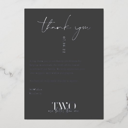 二人は一人より上手だ |赤ちゃんシャワーありがとう 箔招待状 (正面)