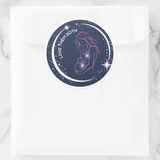 二人を愛するプロライフ妊娠中の母の天空 ラウンドシール (バッグ)