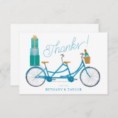 二人乗り水彩タンデム自転車 サンキューカード (正面/裏面)